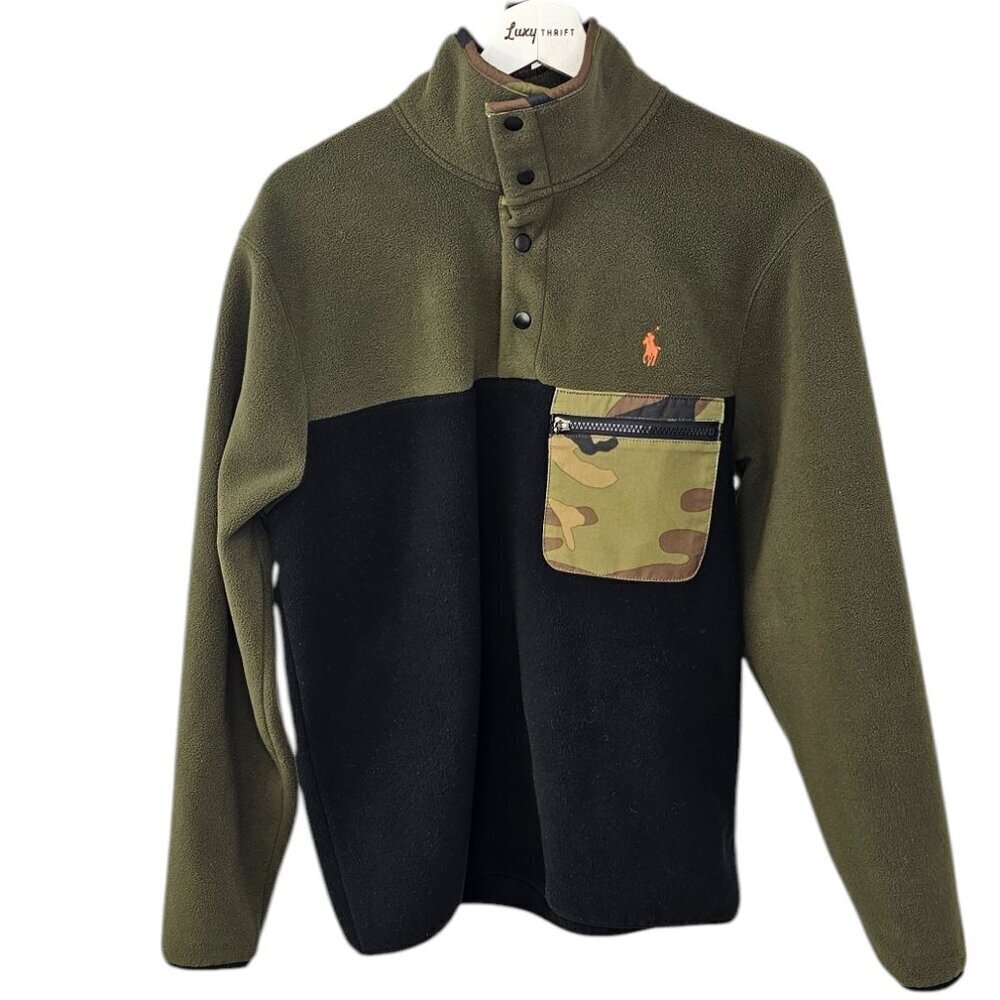 Polo Ralph Lauren Mens Colour Blocked Fleece Snap Pullover Sweater Size Small